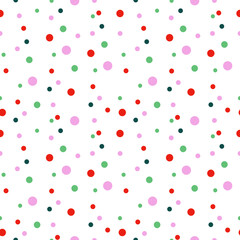 Seamless vector pattern for Christmas in bright colors in flat style.Holiday print with cute colorful confettihand drawn.Design for textiles,packaging,social media,web,wrapping paper,fabric.