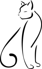 Cat simple line art vector tattoo illustration. Vector Logo Design for business and Company. 