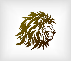 lion head logo with gold color