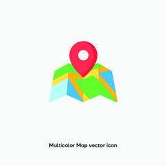 Multicolor Map vector icon. Premium quality.