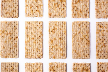 Traditional matzah bread pattern on white background