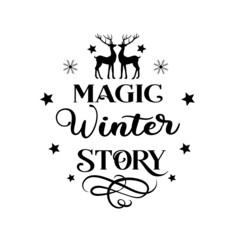 Magic Winter Story. Christmas Ornament Vector Illustration. New Year Holiday Design.