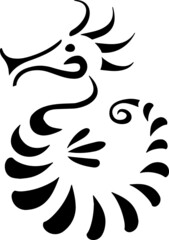 Seahorse silhouette, simple tattoo sketch for your design © Анна Брасова