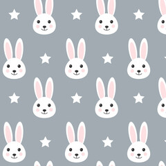 Pattern bunny. Animal illustration seamless pattern for kids project, fabric, scrapbooking, crafting, invitation and many more. Vector illustrator 