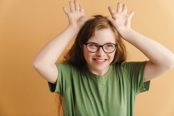 Young happy woman with down syndrome