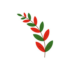 Autumn twig. Red color. Vector