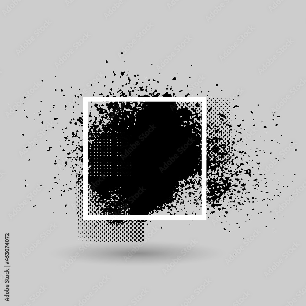 Aufkleber paint compositions, grunge with frame, texting boxes. dirty design elements, quote box speech templa