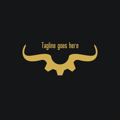 Fototapeta premium bull and gear simple combination logo exclusive design inspiration 