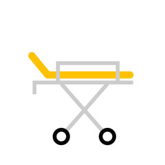 medical cart on wheels bed in the ambulance to transport the patient