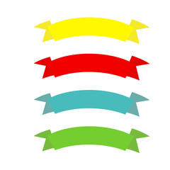 Flat ribbons banners flat isolated on white background.