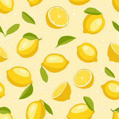 Seamless pattern with lemons. Hand drawn vector illustration. Texture for print, textile, fabric.