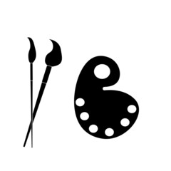 Artist, color palette symbol icon on white background