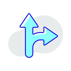 Turn sign RBG color icon. Arrows. Thin line vector illustration.