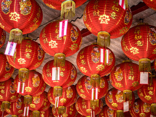 paper light lanttern hanging at he buddhist temple