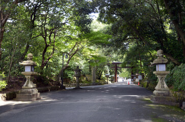 Fototapeta na wymiar 石上神社　参道　奈良県天理市