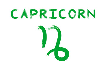 Hand drawn Capricorn symbol and the name. Good for any project.