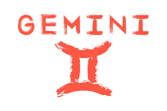 Hand Drawn Gemini Symbol And The Name. Good For Any Project.