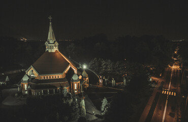Church at night in Poland 