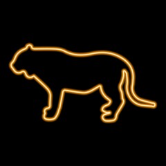 Tiger neon sign, modern glowing banner design, colorful trend of modern design on black background. Vector illustration.