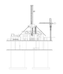 Offshore Oil Rig. Vector rendering of 3d