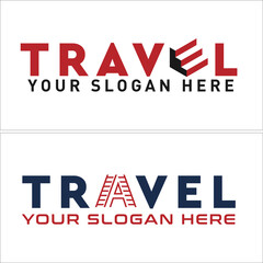 Travel business lettering icon combination logo design