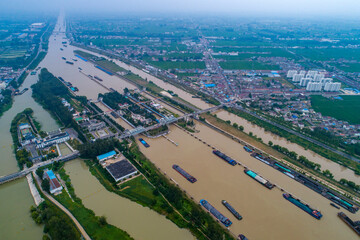 The Beijing-Hangzhou Grand Canal in Huaian city, Jiangsu Province, China has been busy since the outbreak was lifted