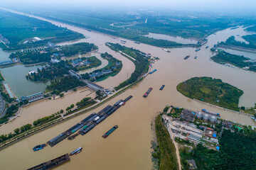 The Beijing-Hangzhou Grand Canal in Huaian city, Jiangsu Province, China has been busy since the...