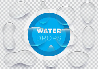 Collection of realistic water drops vector illustration