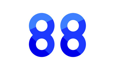 88 Number Modern Flat Blue Logo