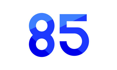 85 Number Modern Flat Blue Logo