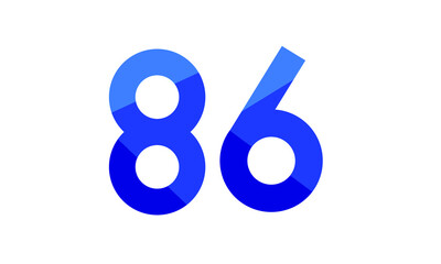 86 Number Modern Flat Blue Logo