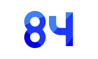 84 Number Modern Flat Blue Logo