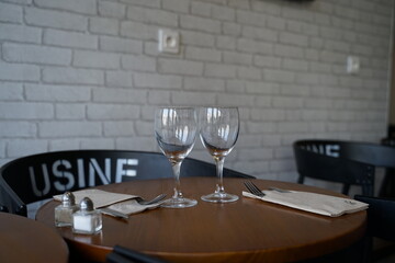 wine glasses on a table