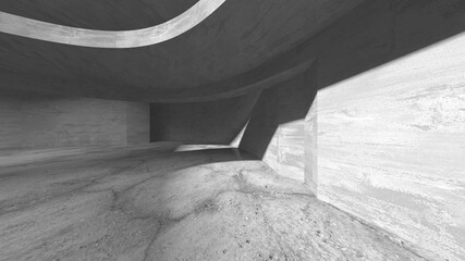 Dark Concrete Wall Architecture. Empty Room