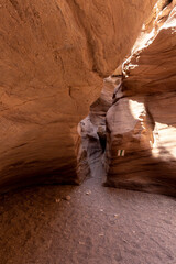 Narrow  passage between rocks in a nature reserve near Eilat city - Red Canyon, in southern Israel