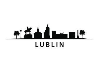 Lublin european city in Poland, buildings, streets, old town and landmarks, polish architecture, panorama landscape skyline flat vector graphic - obrazy, fototapety, plakaty