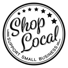 Shop local icon badge - support small business - retail shopping- online shopping - e-commerce graphics - Main Street businesses - mom and pop shops