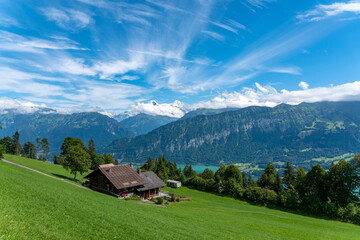 Landscape in Beatenberg with Eiger, Moench and Jungfrau in the background