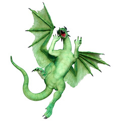 3D Rendering Fairy Tale Dragon on White