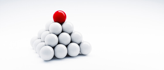 Stack of white and red spheres on white background - 3D illustration	
