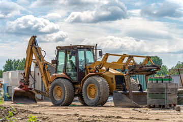 Image of building machines on the house construction site