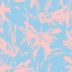 Fototapeta premium Floral Brush strokes Seamless Pattern Background
