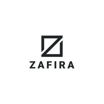 Simple monogram Initial z letter logo design vector with line art on square shape concept