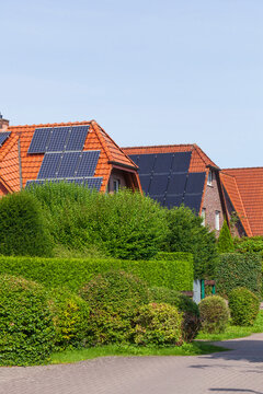 Einfamilienh&auml;user, Wohngeb&auml;ude, Dangast, Varel, Niedersachsen, Deutschland, Europa