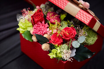 Bouquets wrapped in a gift box