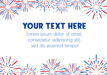 Bright fireworks Vector Background Border