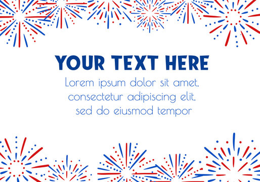Bright fireworks Vector Background Border