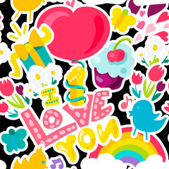 Vector Cute lovely conversation hearts pattern