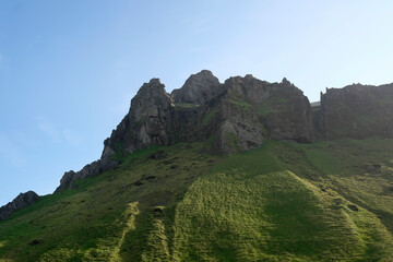 Rock formation in Iceland on a sunny day