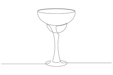 Vector illustration of glass with margarita cocktail in one line style. The element is isolated on a white background.